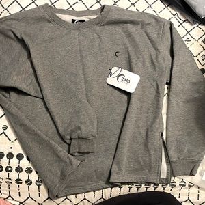 ZYIA Gray Energetic Zipper Crewneck Sweatshirt